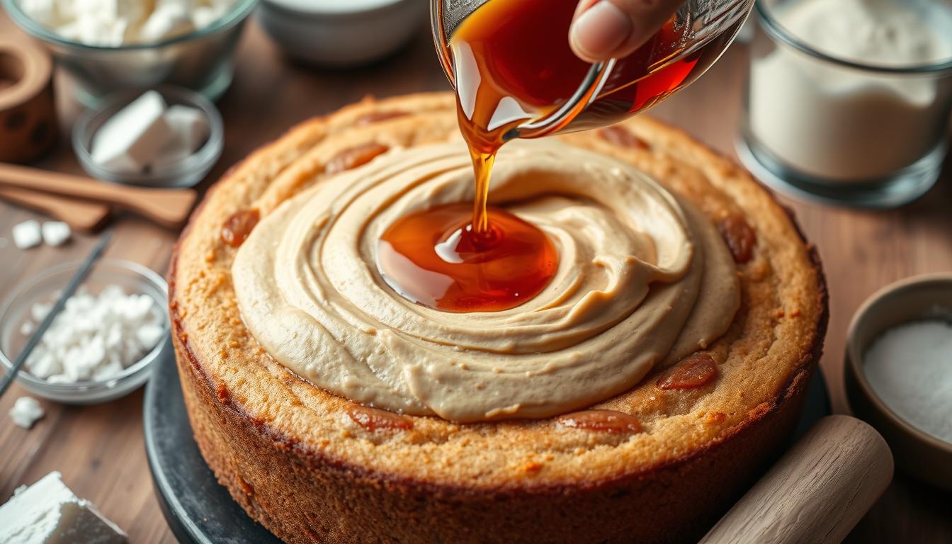 Ciasto z dodatkiem rumu na drewnianym stole