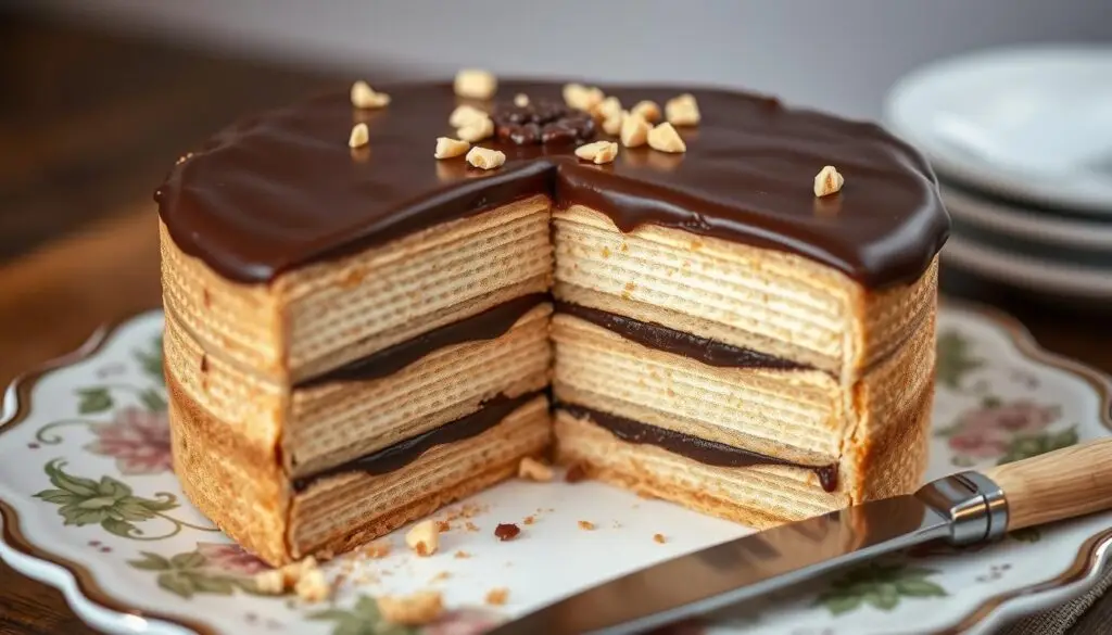 Gotowe wafle przekładane idealnie zagęszczoną masą Gotowe wafle przekładane idealnie zagęszczoną masą
