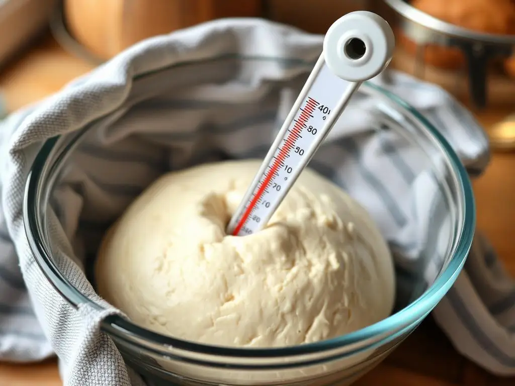 Termometr kuchenny wskazujący idealną temperaturę dla wyrastania ciasta na chleb Termometr kuchenny wskazujący idealną temperaturę dla wyrastania ciasta na chleb