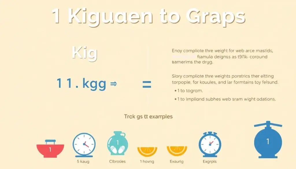Infografika podsumowująca przeliczanie 1 kilograma na gramy z kluczowymi informacjami