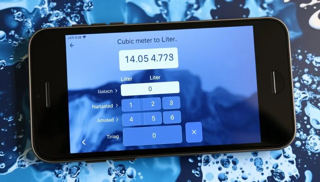 Kalkulator przeliczający metry sześcienne wody na litry