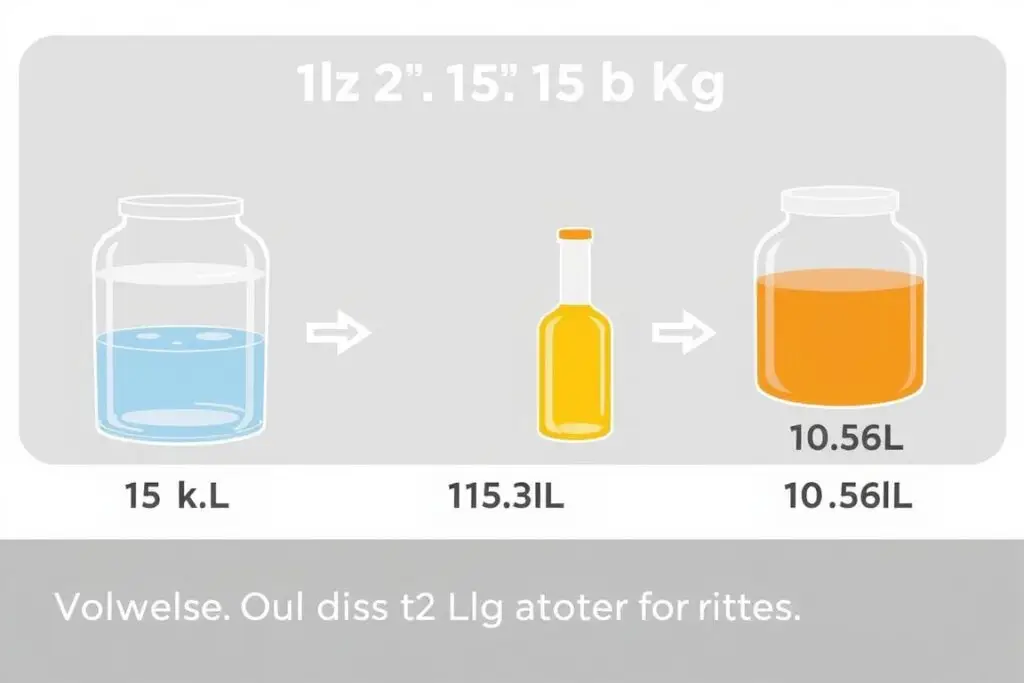 Przeliczanie 15 kg na litry dla różnych substancji - 1l ile to kg