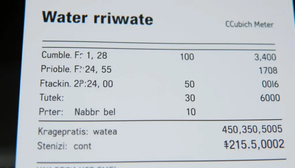 Rachunek za wodę z zaznaczonym zużyciem w metrach sześciennych