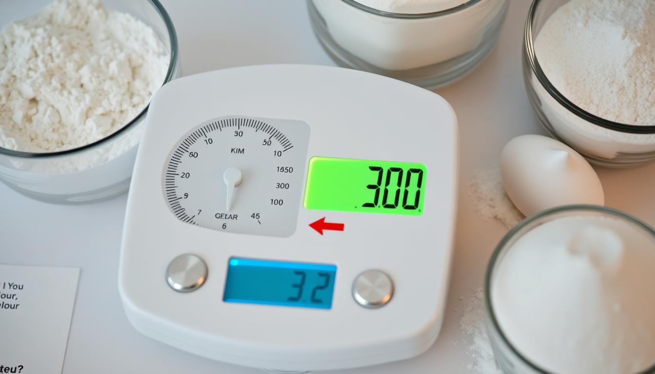 Waga kuchenna pokazująca przeliczanie gramów na kilogramy