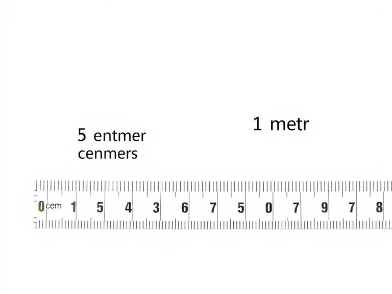 Wizualizacja porównująca 5 cm do 1 metra z linijką