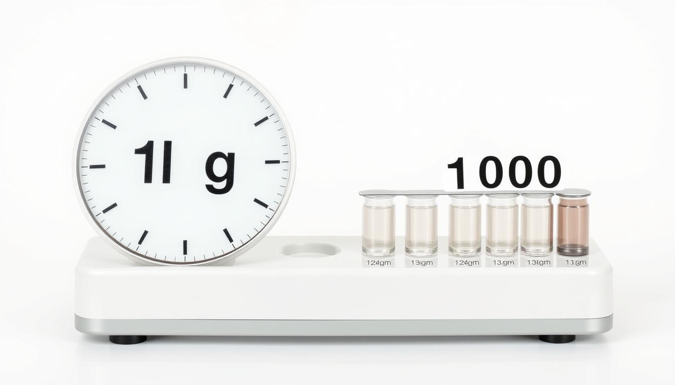 Wizualne porównanie 1 kilograma do 1000 gramów z wykorzystaniem wagi laboratoryjnej