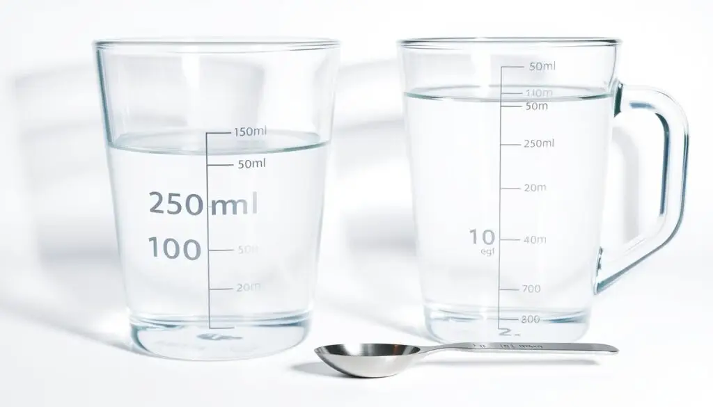 Wizualne podsumowanie różnic między 250 ml a 200 ml wody